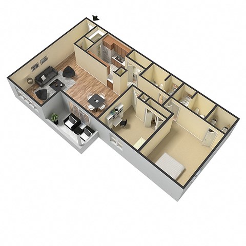 two bedroom, two bathroom, 1185 square feet